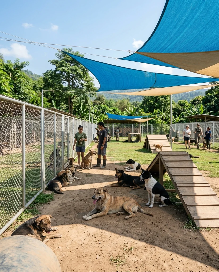 Rescued mixed-breed dogs at Elephant Nature Park Rescued mixed-breed dogs at Elephant Nature Park