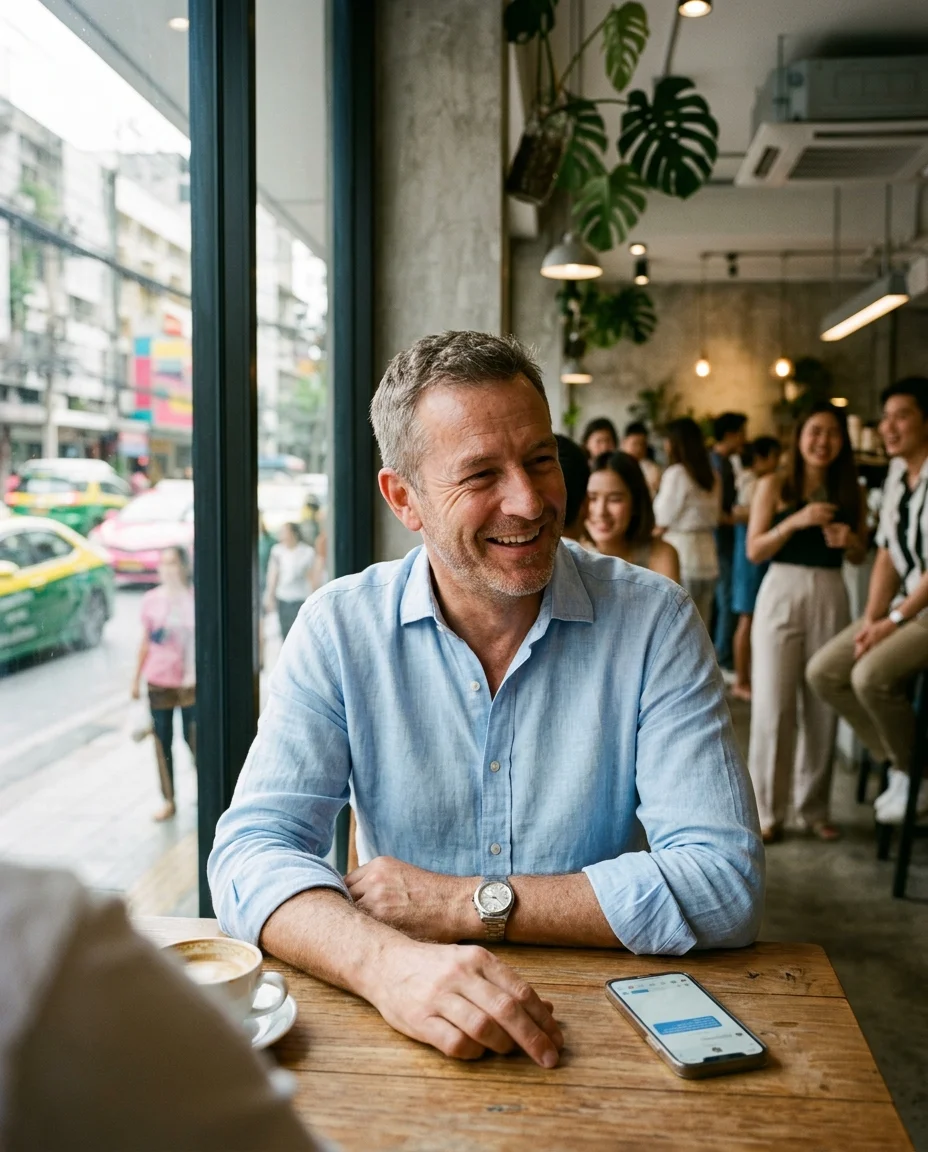 British male expat, late 40s British male expat, late 40s