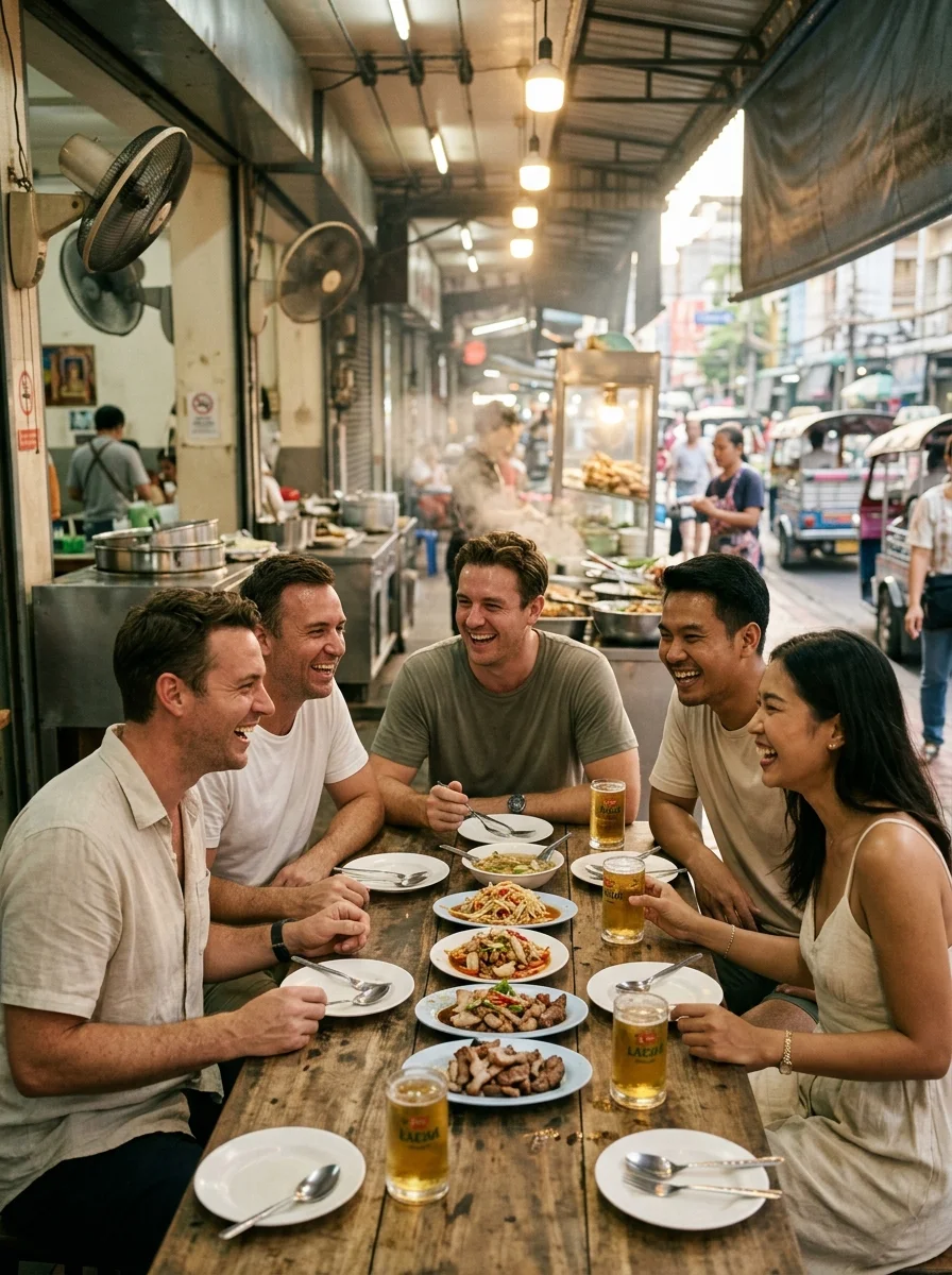 a diverse group of diners in Bangkok a diverse group of diners in Bangkok