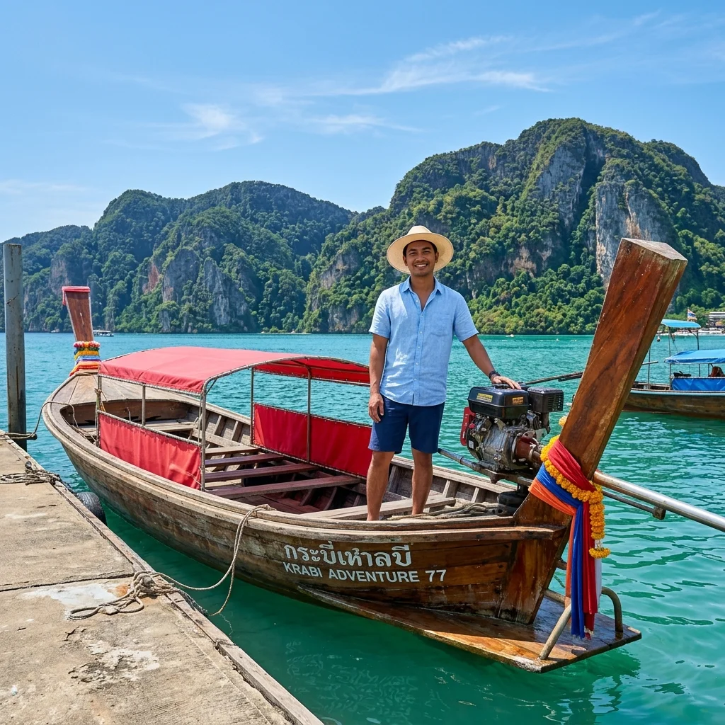 Traditional wooden longtail boat Traditional wooden longtail boat