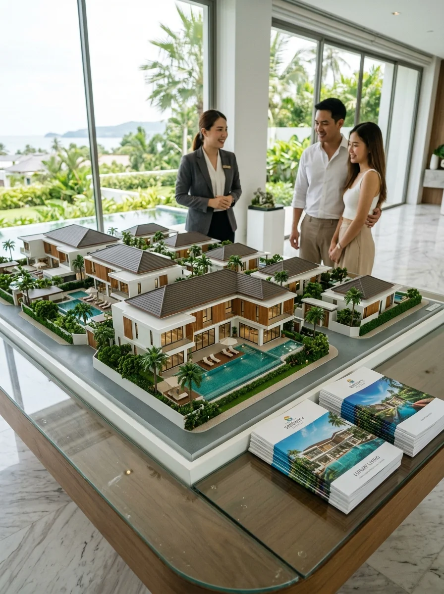 Scale architectural model of a Phuket luxury development Scale architectural model of a Phuket luxury development