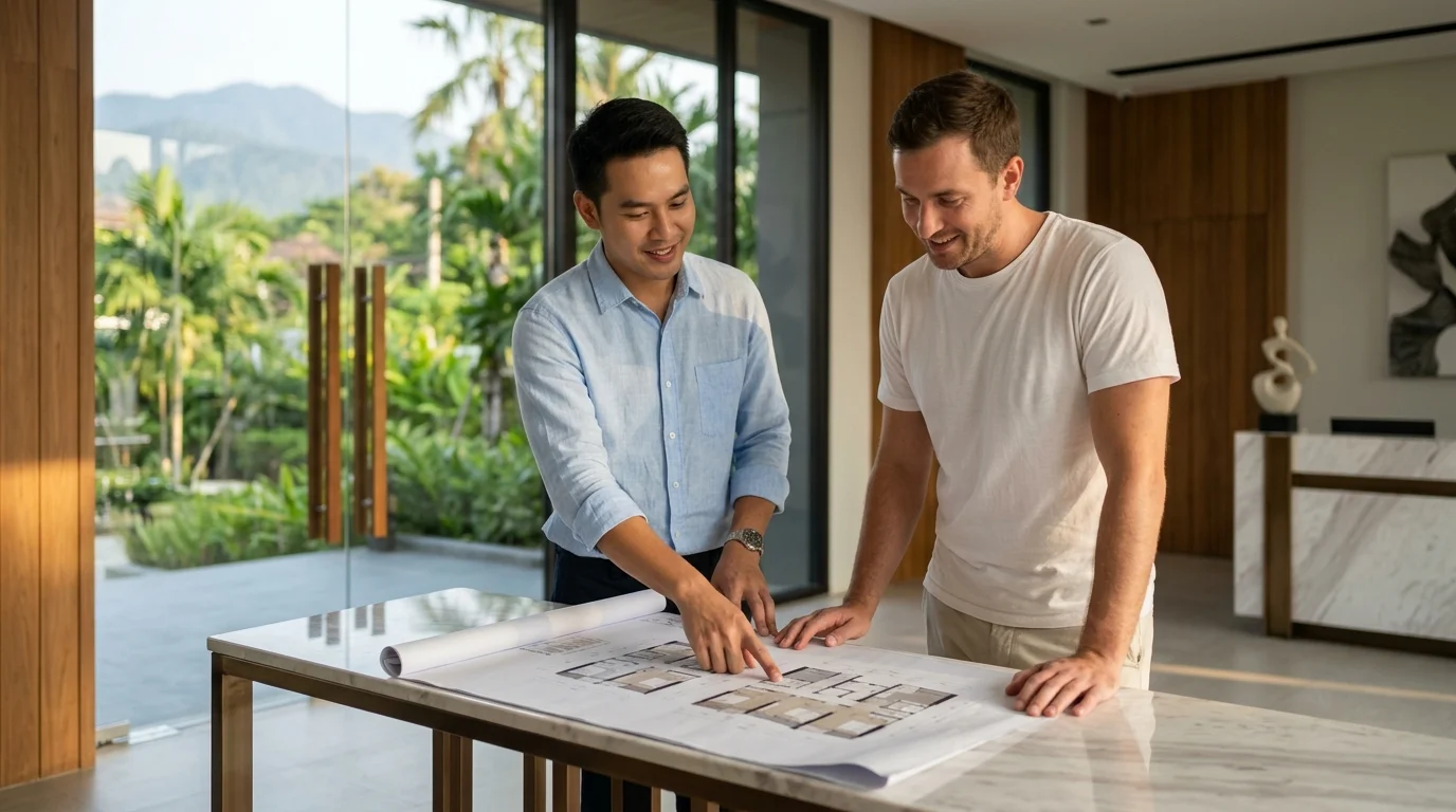 Thai property agent and a prospective tenant Thai property agent and a prospective tenant