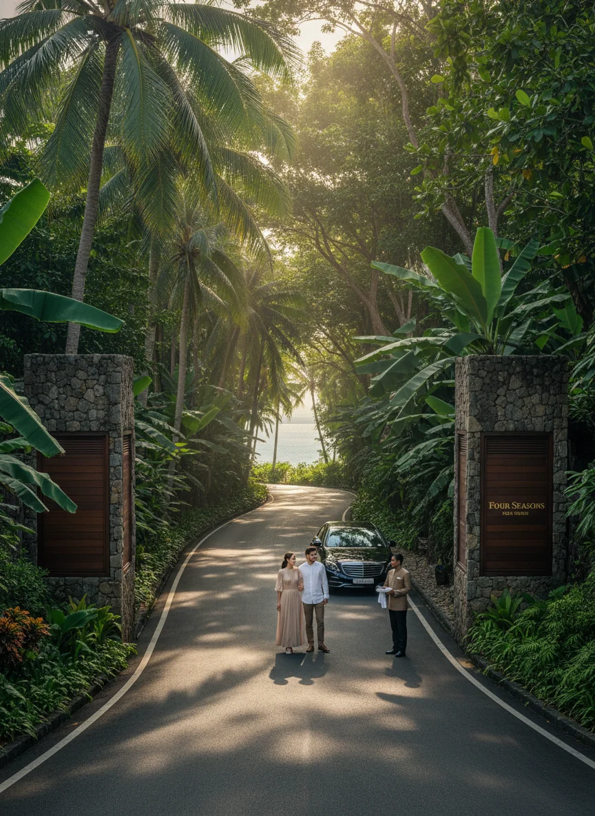 Gated entrance of Four Seasons Koh Samui Gated entrance of Four Seasons Koh Samui