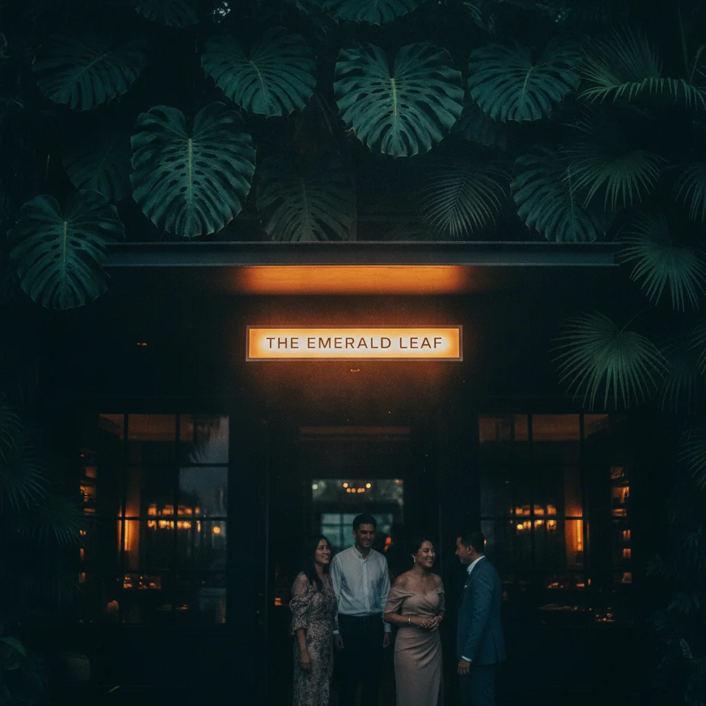 Glowing restaurant sign