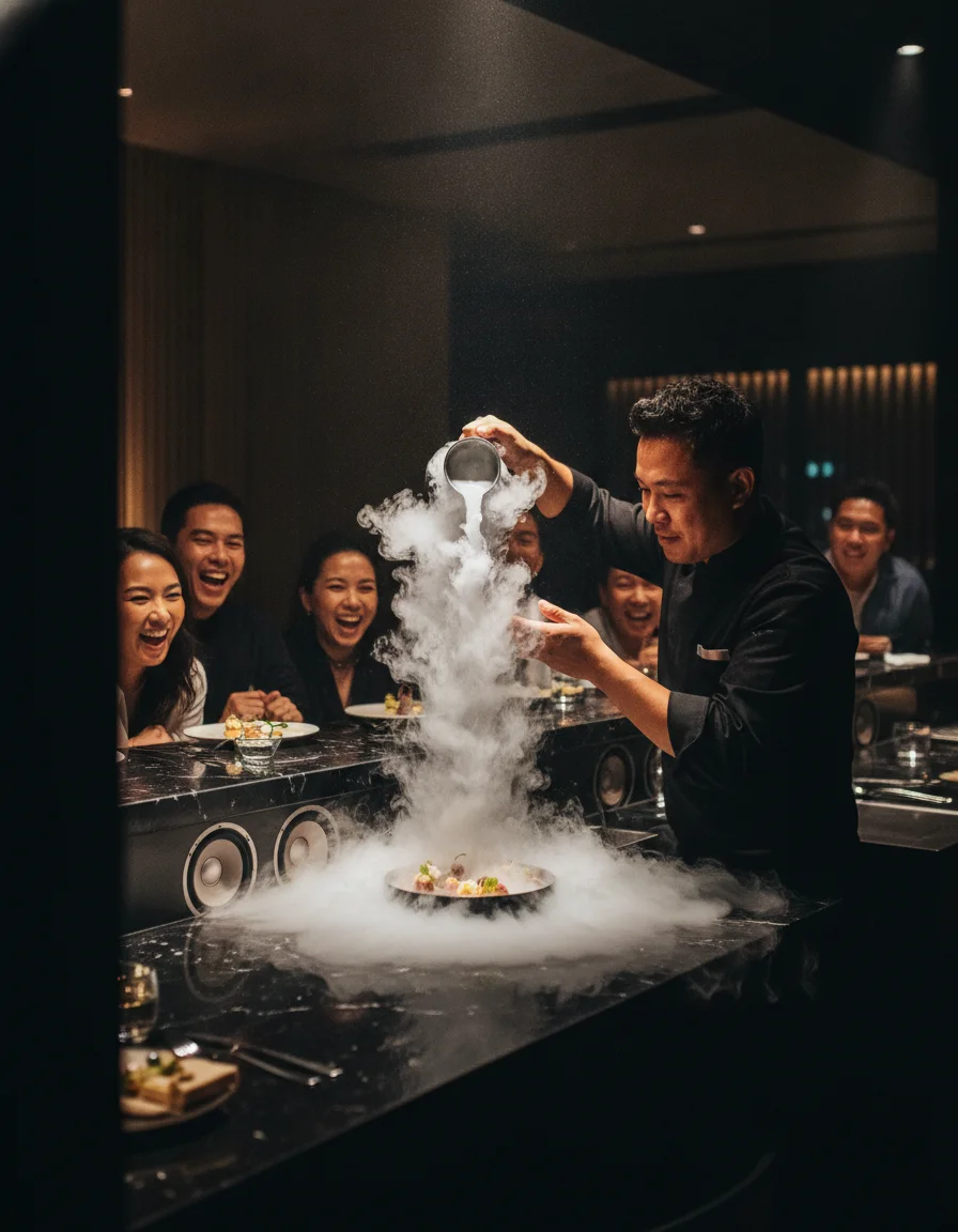The Chef and Diners at G's Spot counter