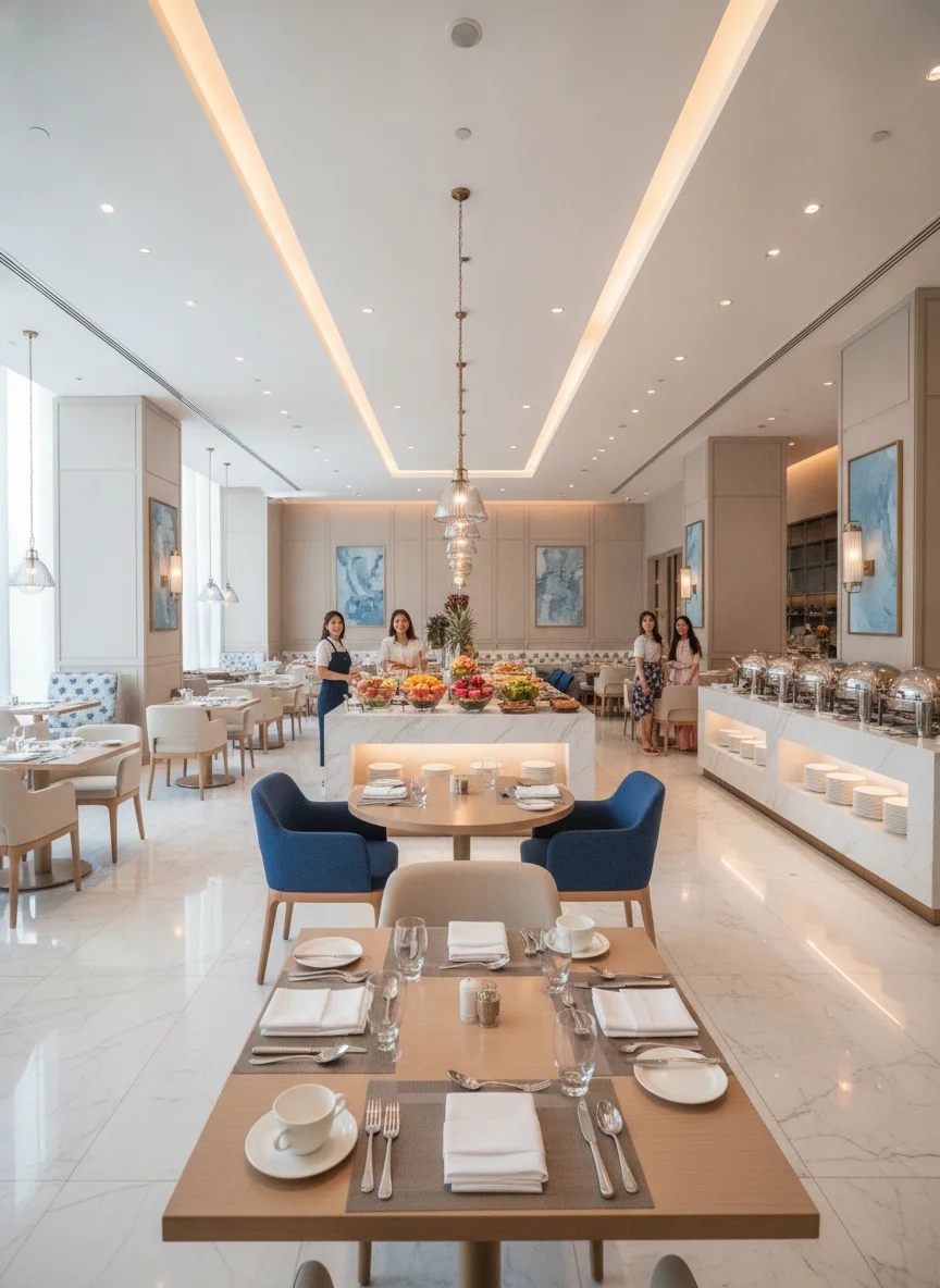 Main dining room of the Grande Centre Point Pattaya restaurant