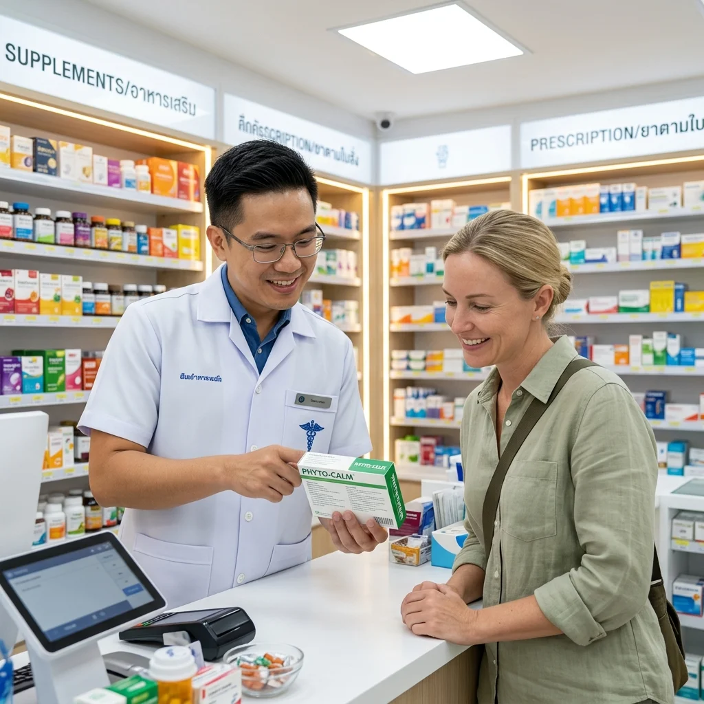 Thai pharmacist and foreign customer Thai pharmacist and foreign customer