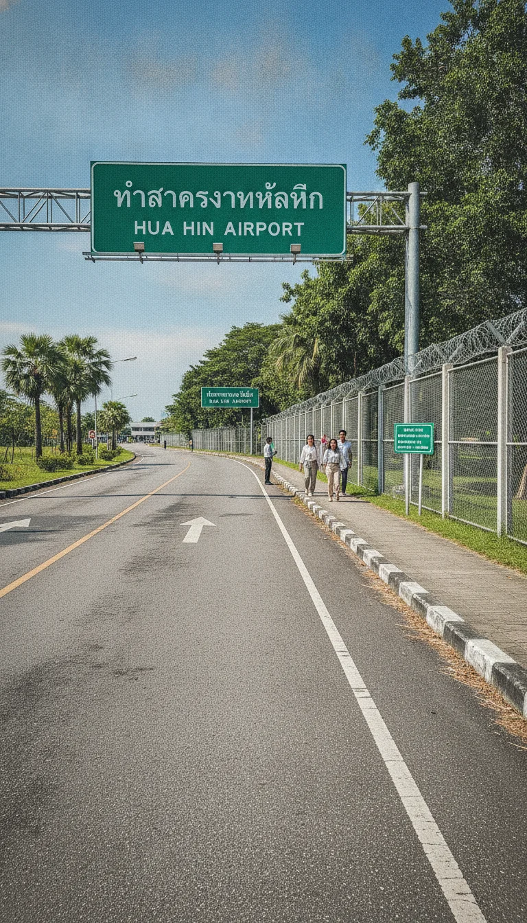 Hua Hin Airport entrance and access road Hua Hin Airport entrance and access road