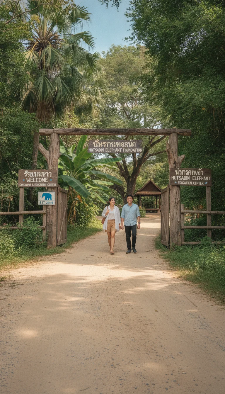Entrance gate and access driveway of Hutsadin Elephant Foundation Entrance gate and access driveway of Hutsadin Elephant Foundation