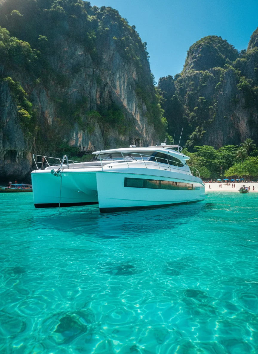 Modern luxury speed catamaran