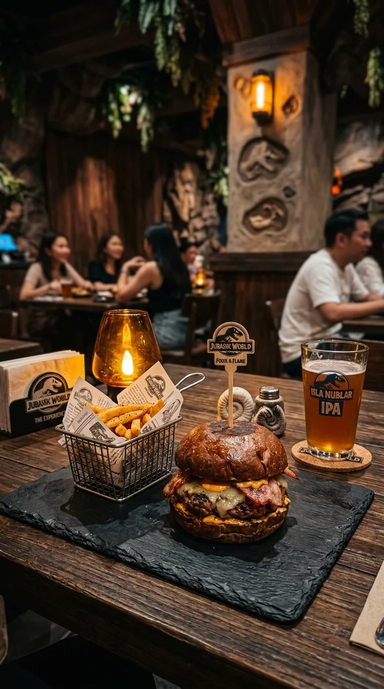 Fossil & Flame themed gourmet burgers