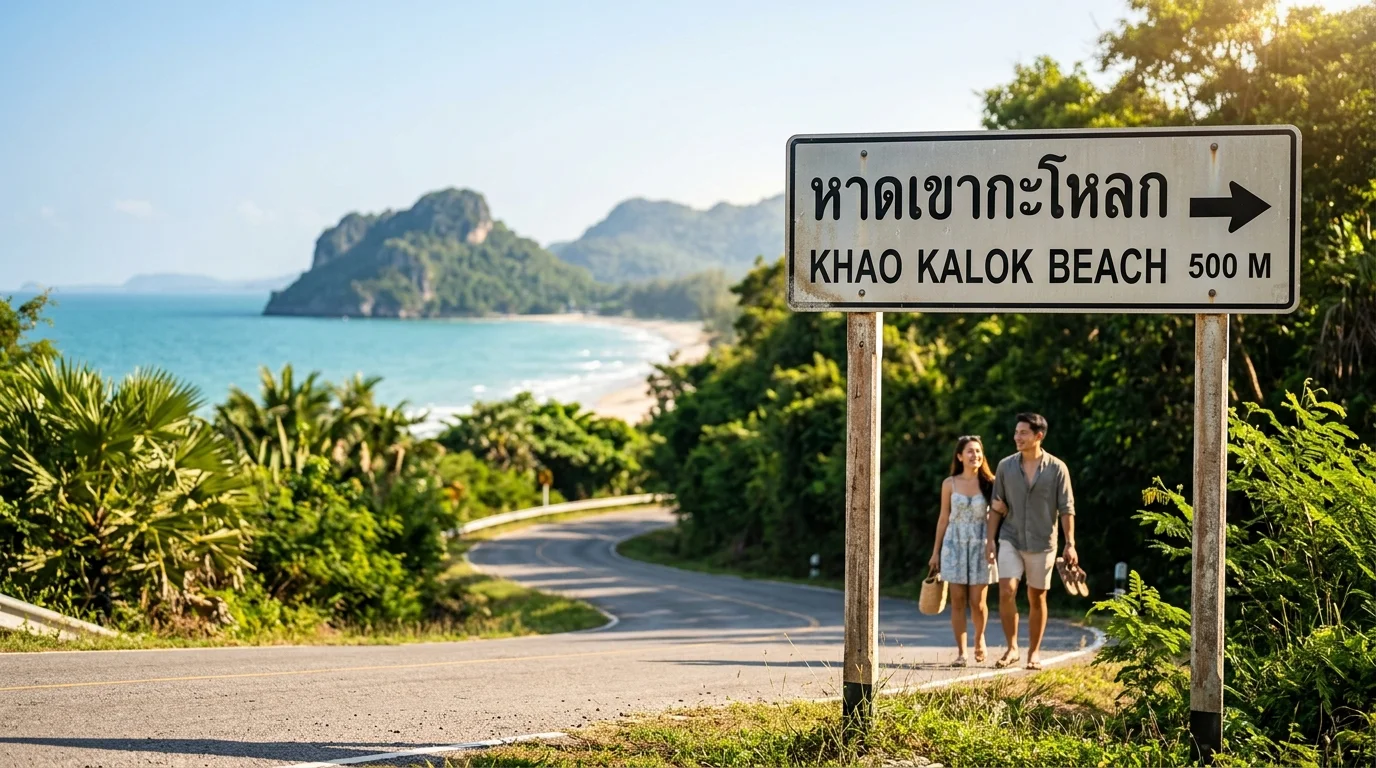 Khao Kalok Beach directional signpost