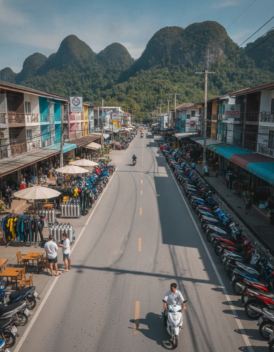 Khao Lak Phetkasem Road commercial strip Khao Lak Phetkasem Road commercial strip