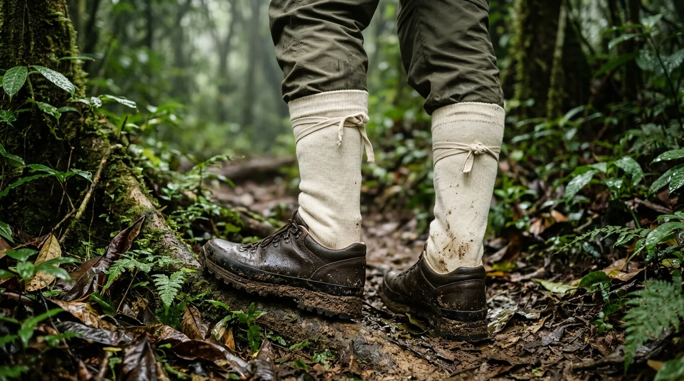 Hiker's lower legs and feet Hiker's lower legs and feet