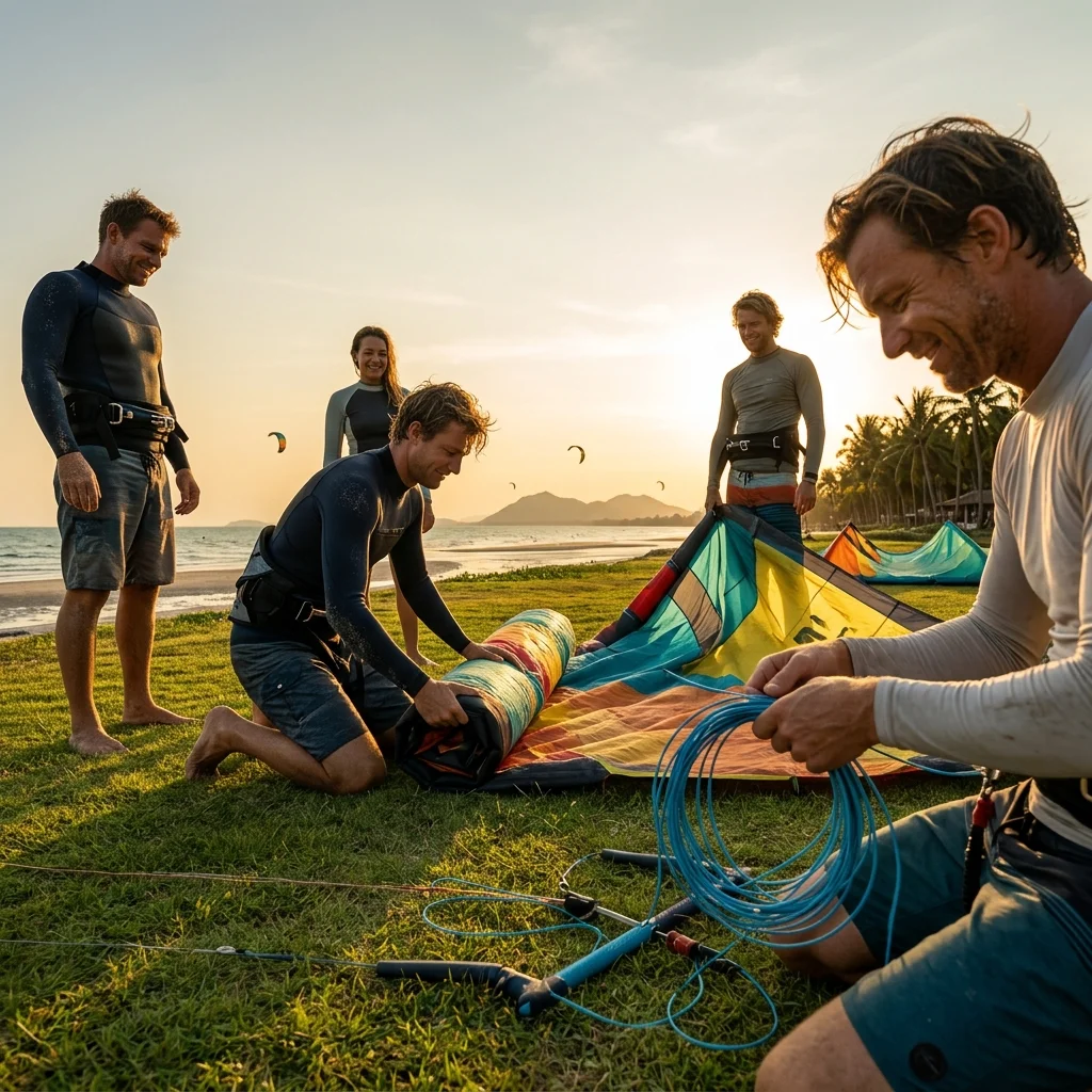 kiteboarders packing gear kiteboarders packing gear