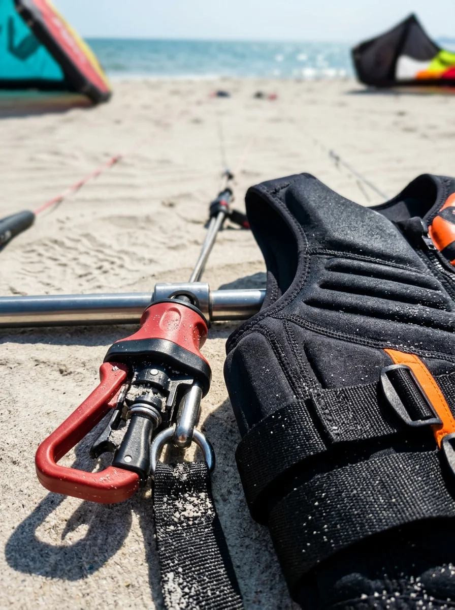 Kitesurfing harness quick-release and life vest Kitesurfing harness quick-release and life vest