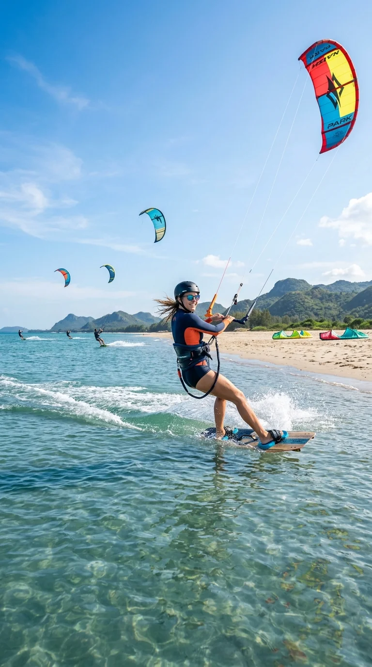 Kiteboarders at Pak Nam Pran Kiteboarders at Pak Nam Pran