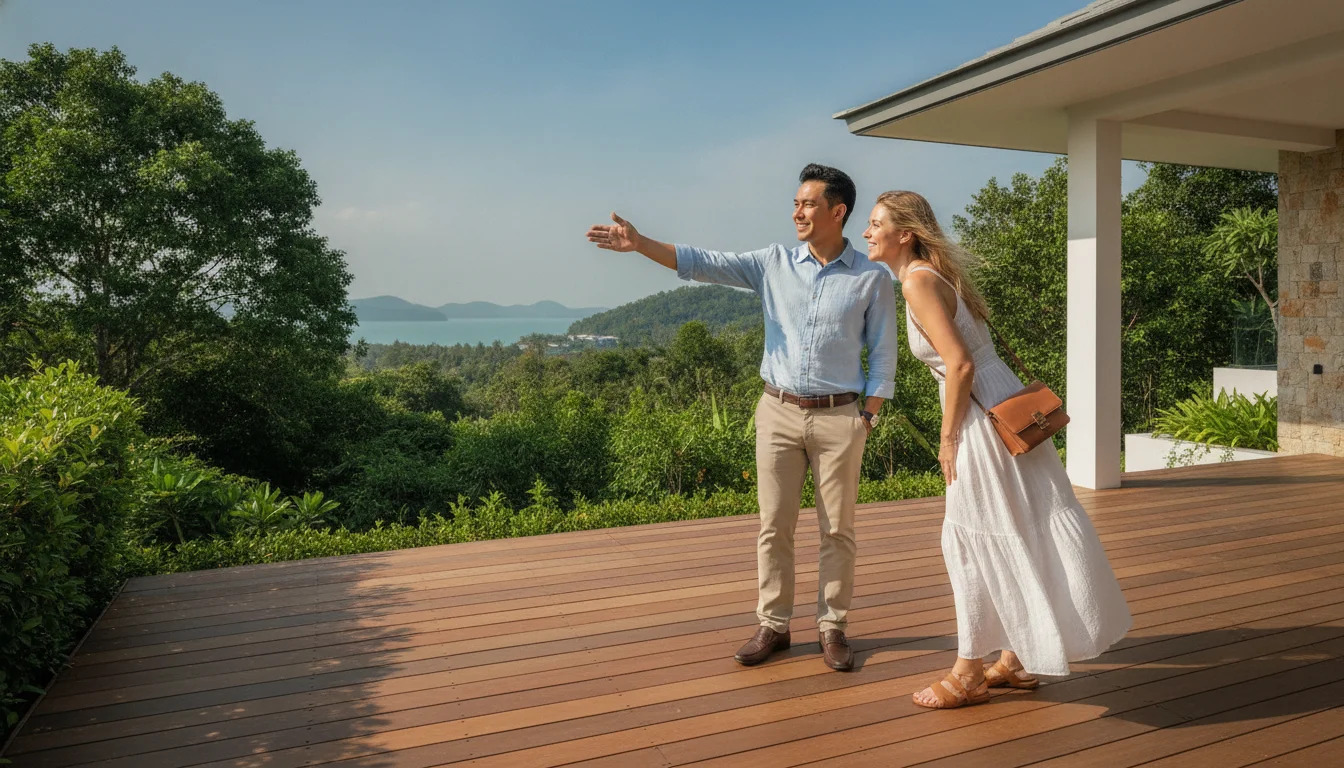 Property agent and potential buyer Property agent and potential buyer