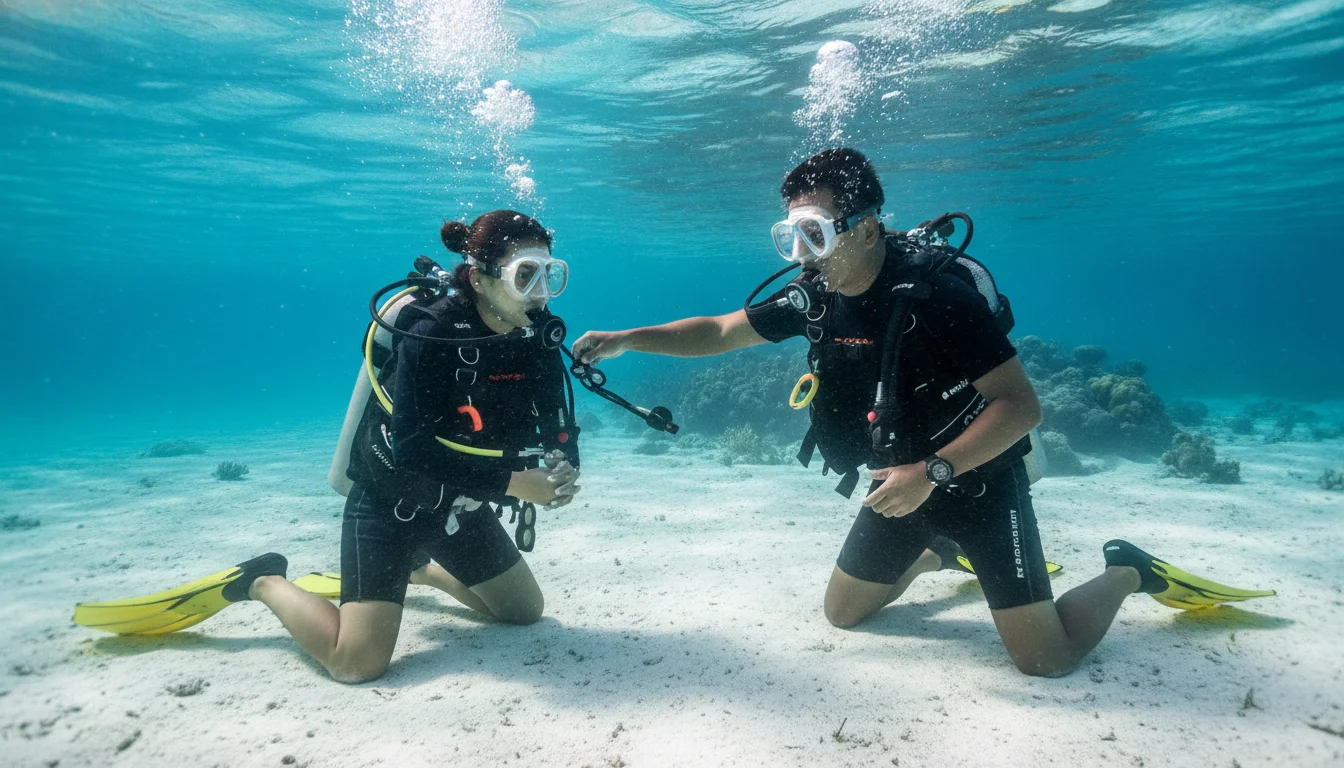 SCUBA instructor and student SCUBA instructor and student