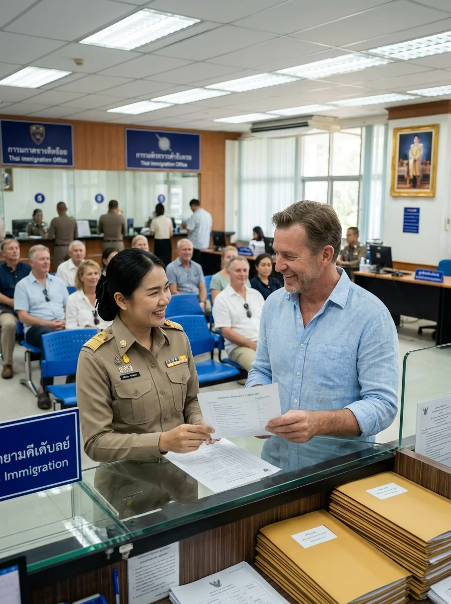Expat and Thai Immigration Officer Expat and Thai Immigration Officer