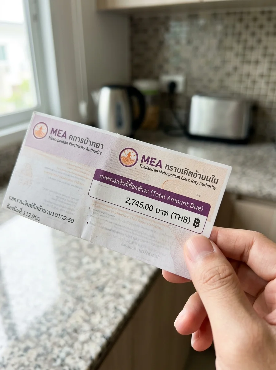 Thai Metropolitan Electricity Authority (MEA) paper bill Thai Metropolitan Electricity Authority (MEA) paper bill