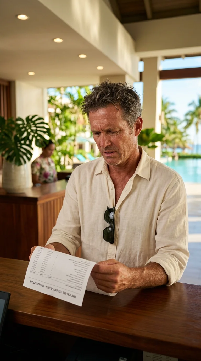 A middle-aged resort guest A middle-aged resort guest