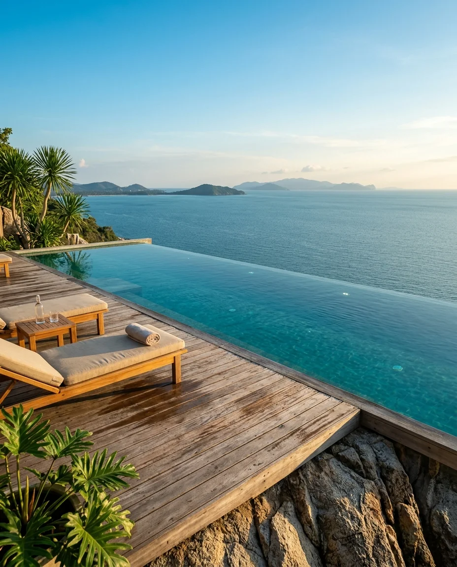 private infinity pool and wooden deck private infinity pool and wooden deck