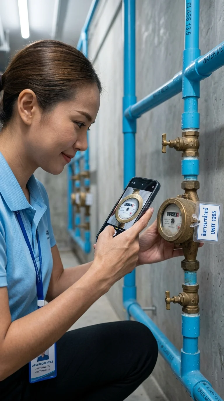 property agent documenting a water meter property agent documenting a water meter