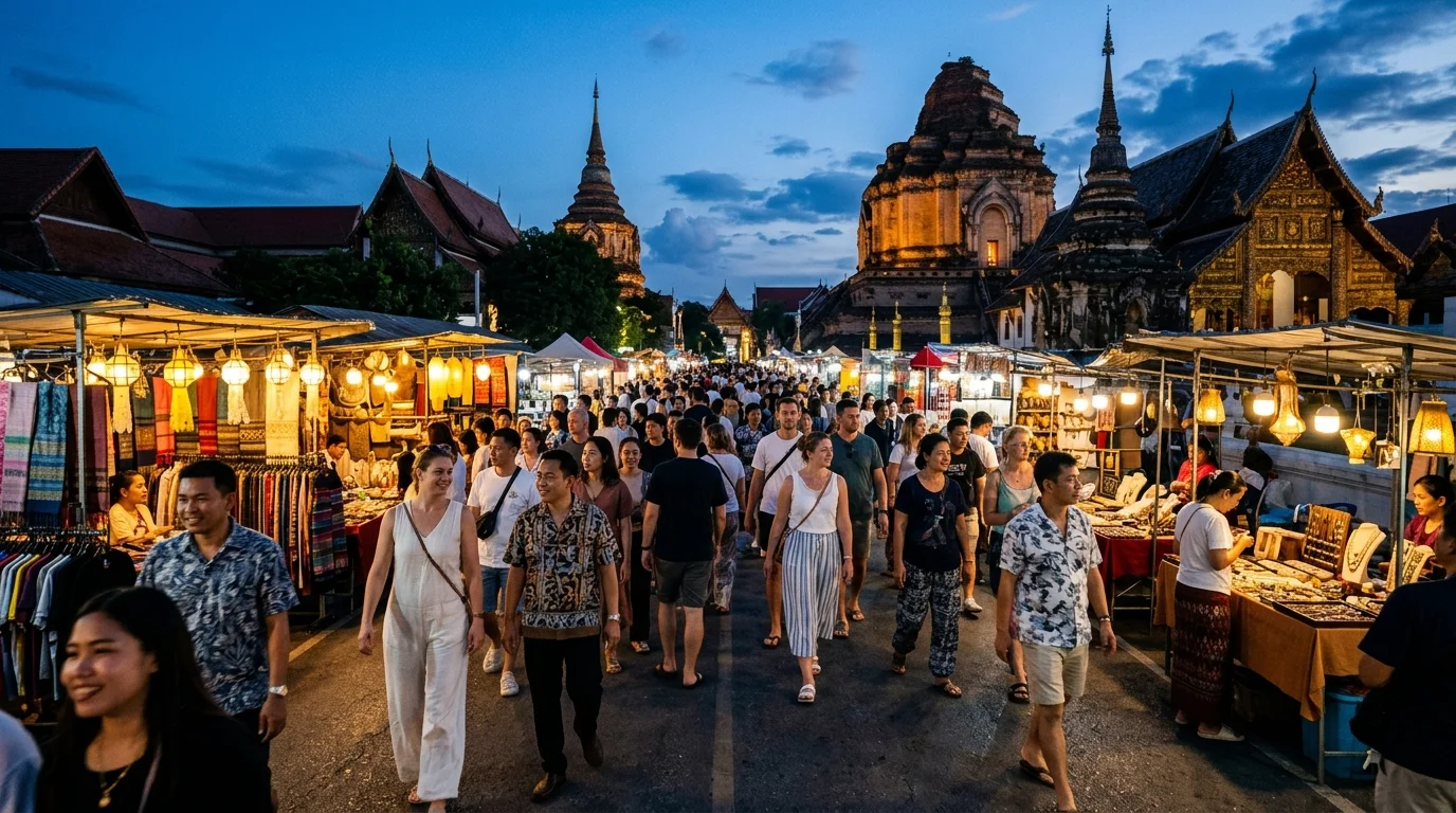 Chiang Mai Sunday Night Market on Ratchadamnoen Road Chiang Mai Sunday Night Market on Ratchadamnoen Road