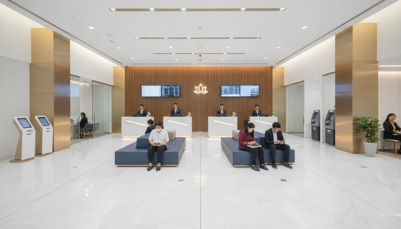 modern Thai bank branch lobby modern Thai bank branch lobby