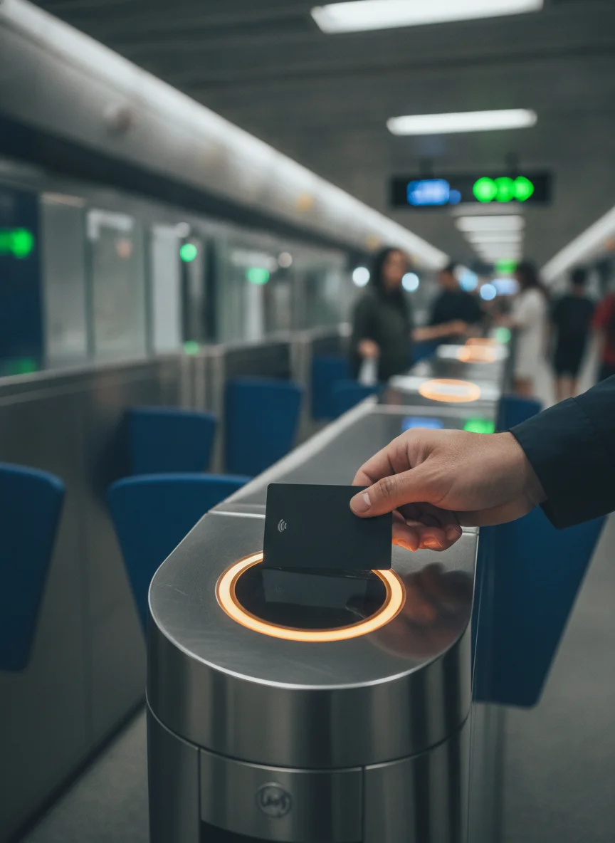 passenger hand and contactless card