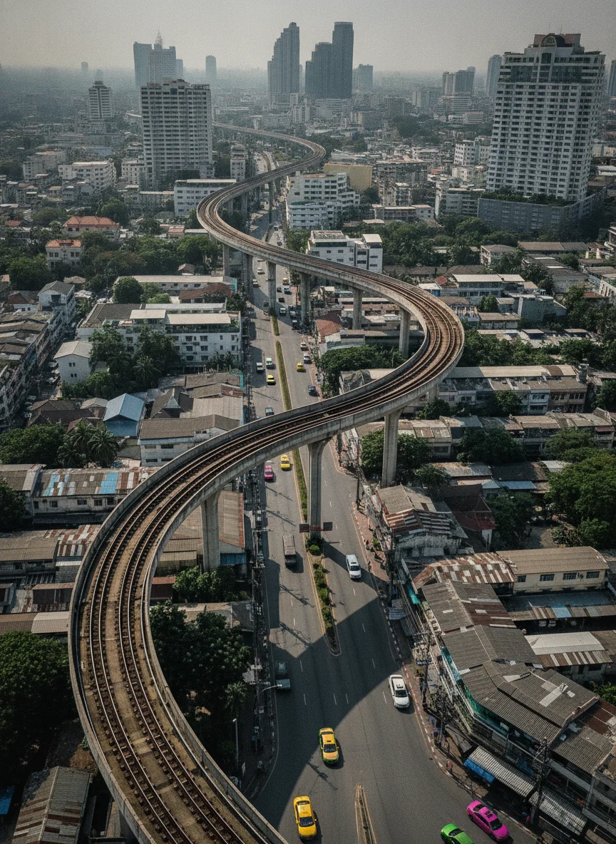 MRT Purple Line elevated railway viaduct