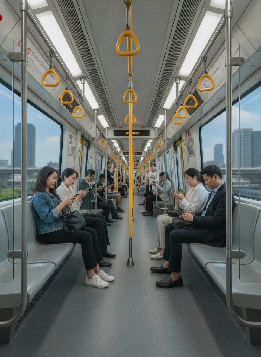 MRT Yellow Line train carriage interior MRT Yellow Line train carriage interior