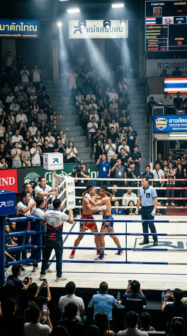 Muay Thai boxing ring in action Muay Thai boxing ring in action