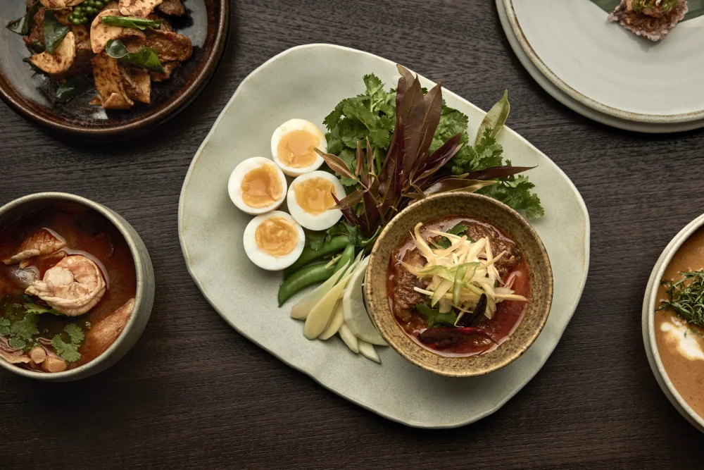 Traditional Thai shared feast at Nahm