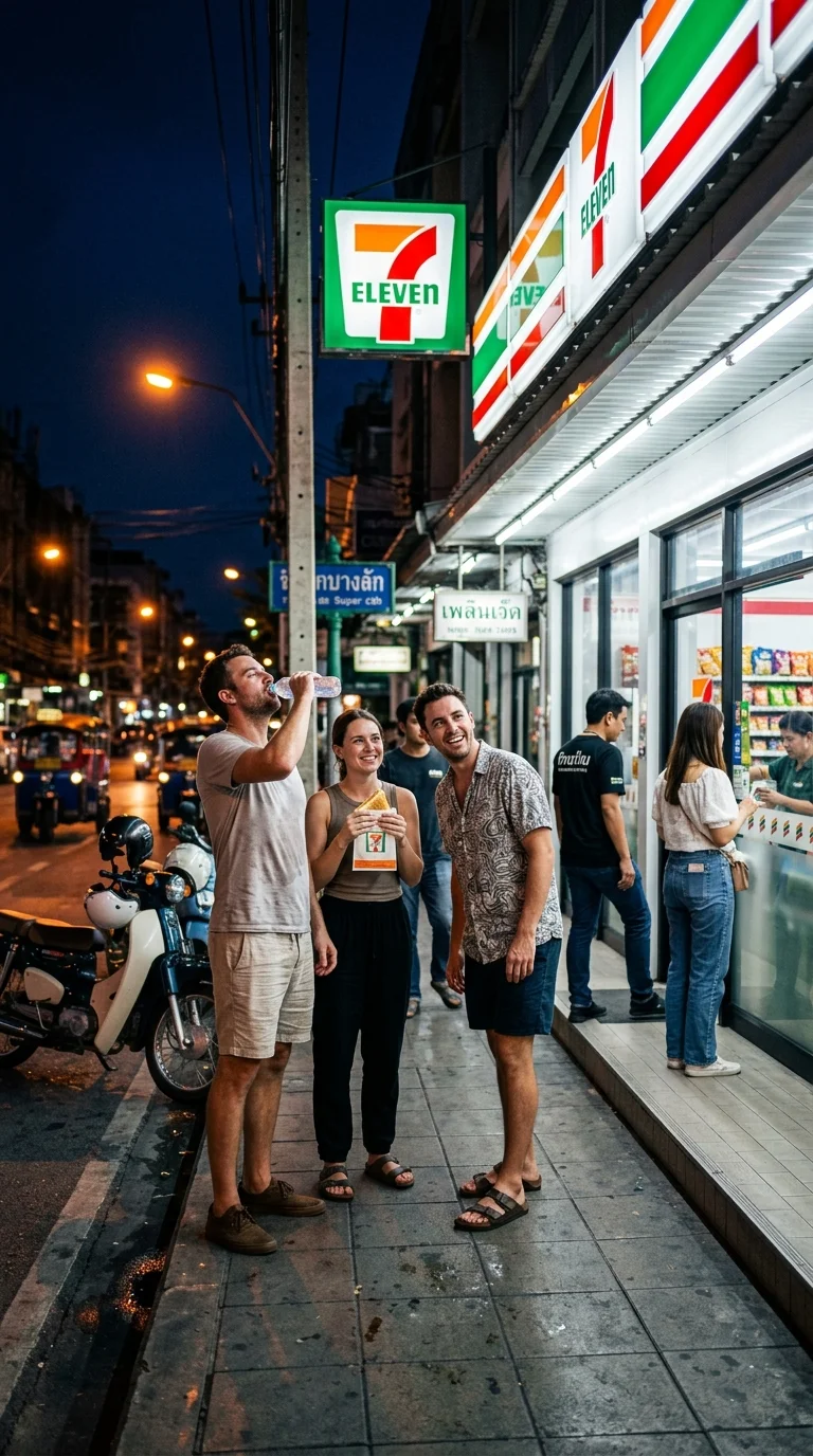 tourists at a Thai 7-Eleven tourists at a Thai 7-Eleven