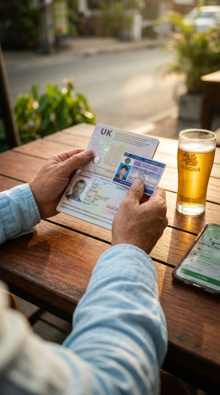 Hands holding travel documents Hands holding travel documents