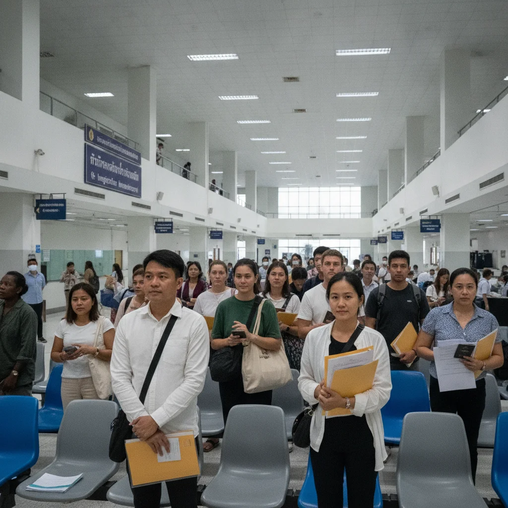 a diverse queue of foreign visa applicants a diverse queue of foreign visa applicants
