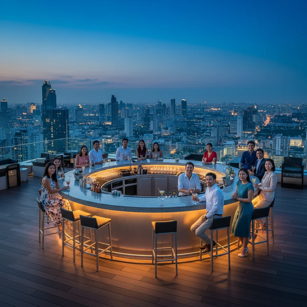 The central circular bar at Octave Rooftop The central circular bar at Octave Rooftop
