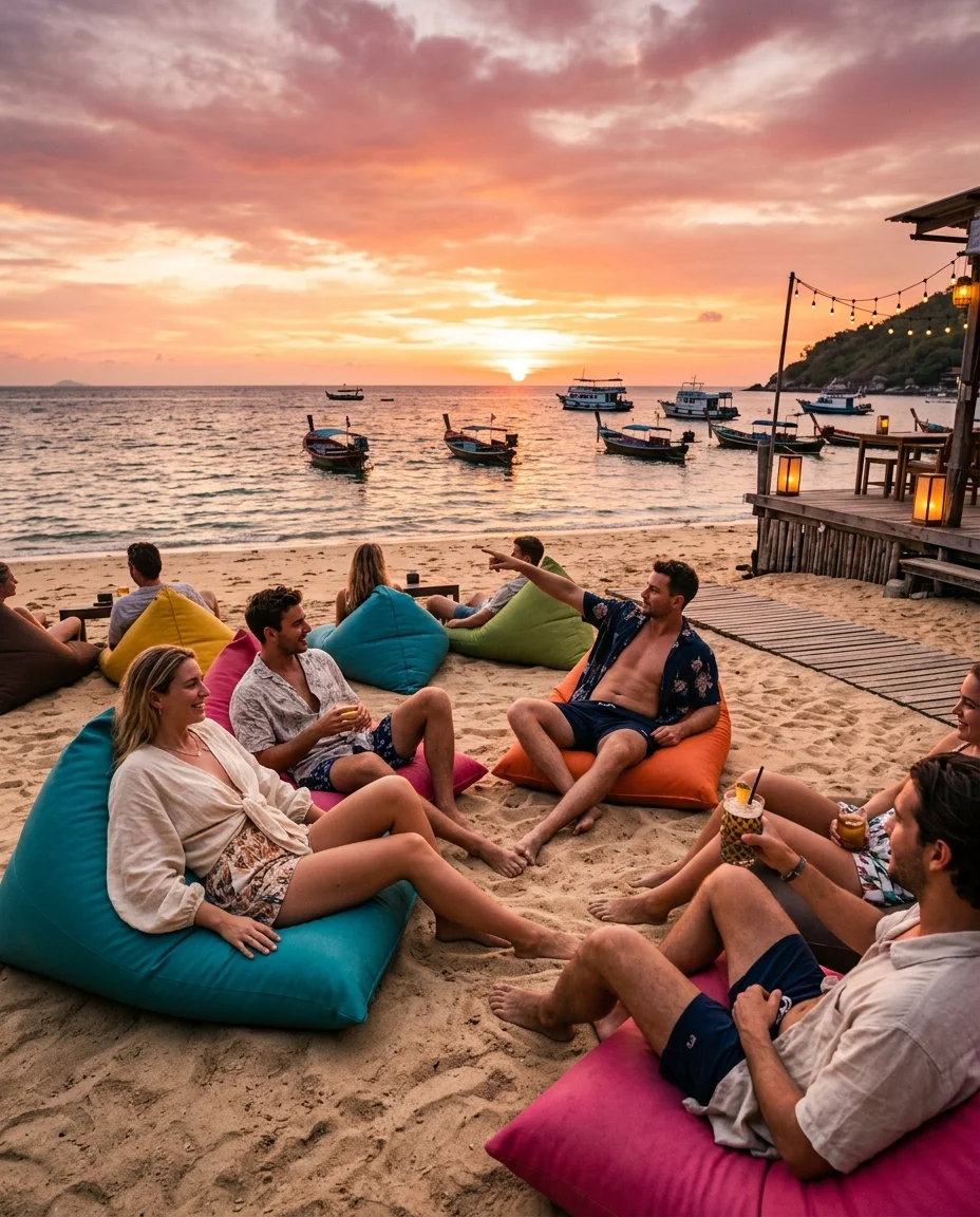 Sairee Beach Sunset Social Scene Sairee Beach Sunset Social Scene