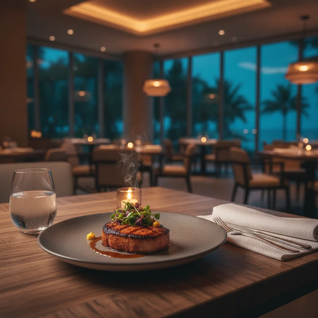 gourmet plated dish and table setting