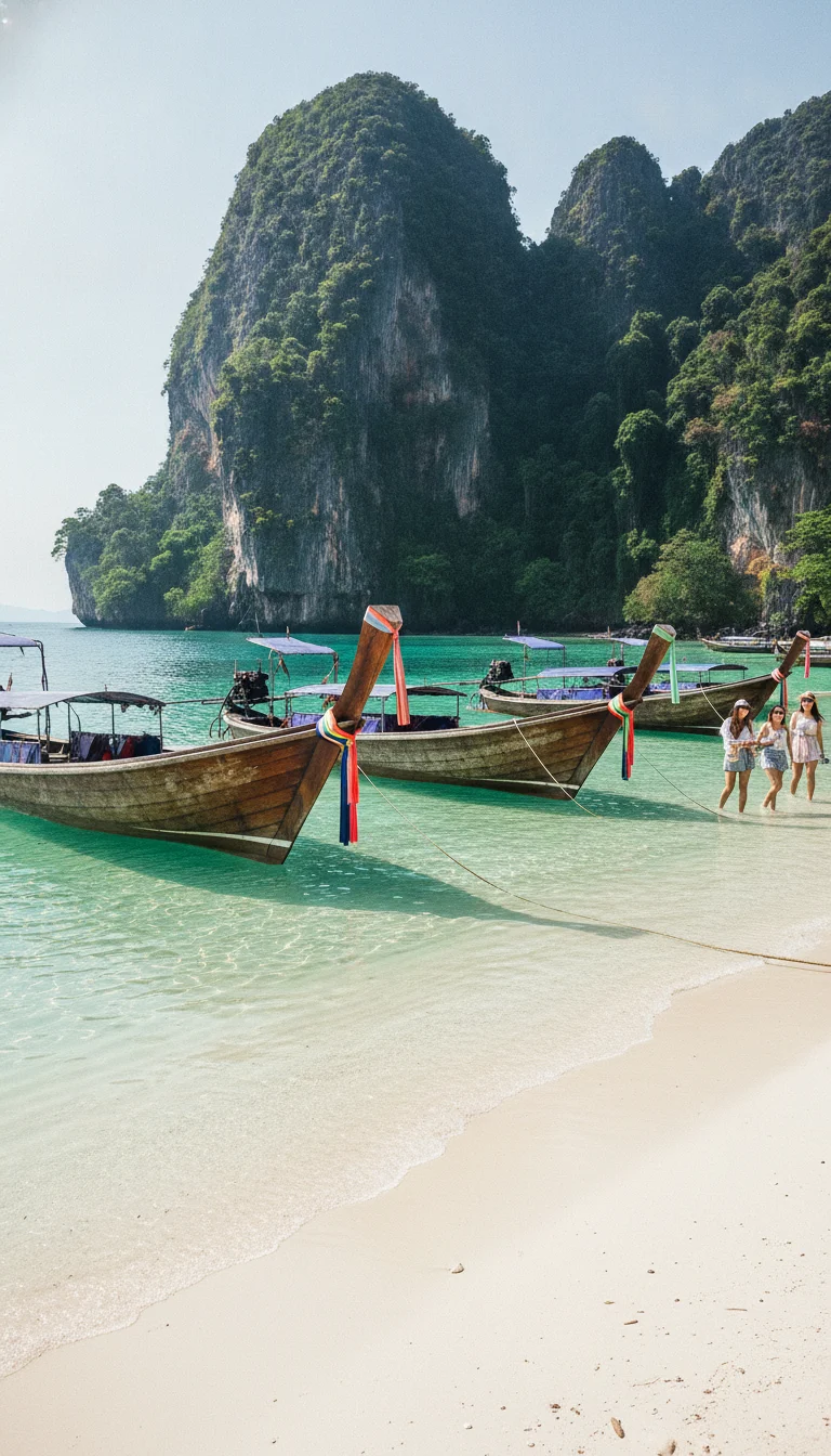 Laem Sala Beach with Thai longtail boats