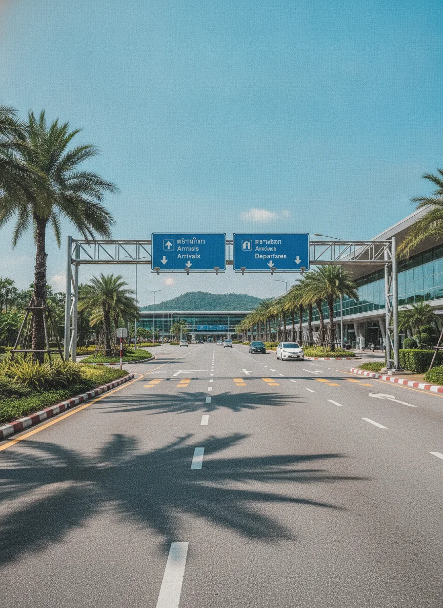Phuket International Airport entrance approach Phuket International Airport entrance approach