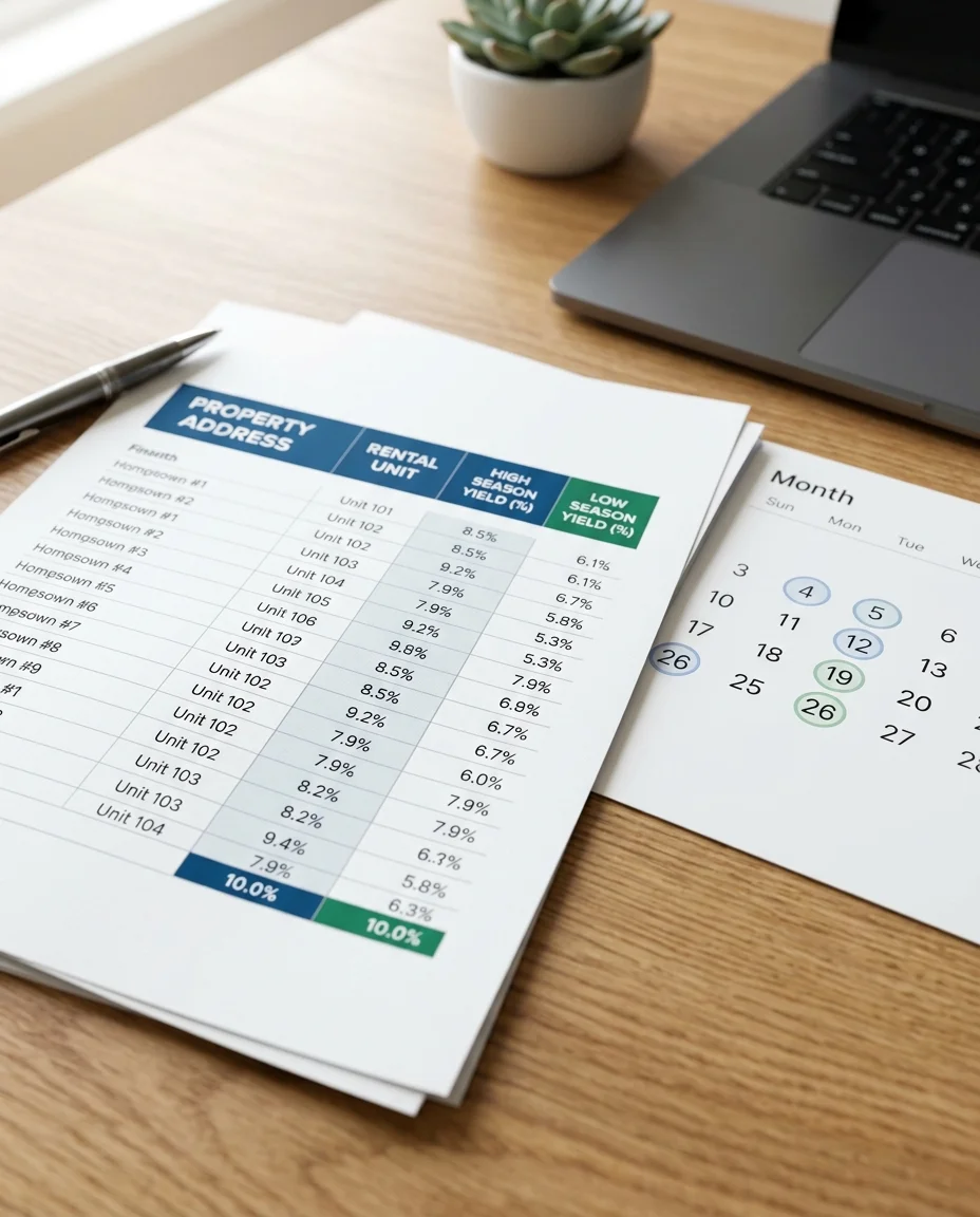 Financial rental yield spreadsheet and calendar Financial rental yield spreadsheet and calendar