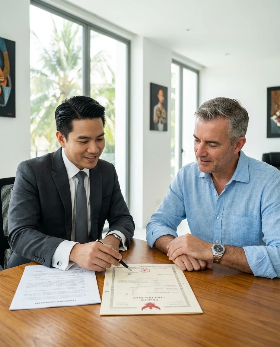 Thai lawyer and British male buyer Thai lawyer and British male buyer