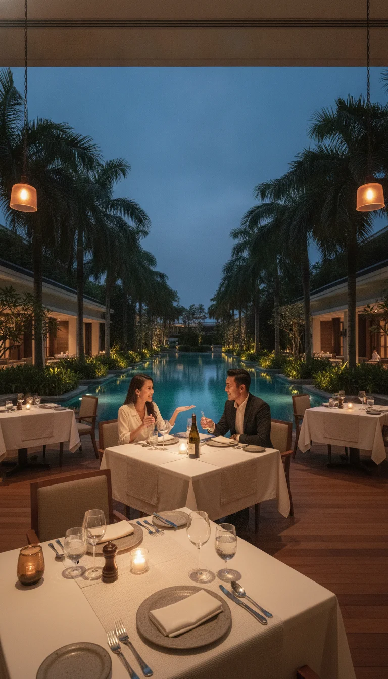 Upscale resort restaurant dining terrace