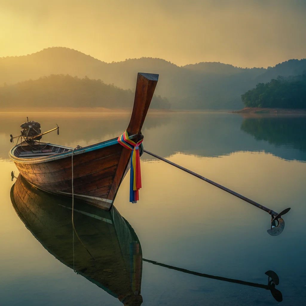 Traditional Thai wooden longtail boat (Ruea Hang Yao)