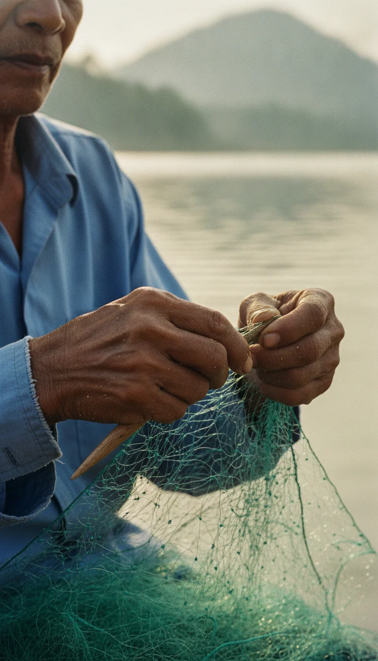 Thai fisherman's hands