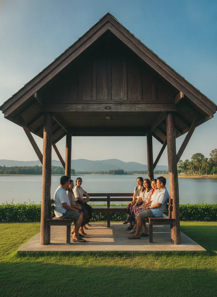 open-air wooden pavilion (Sala)