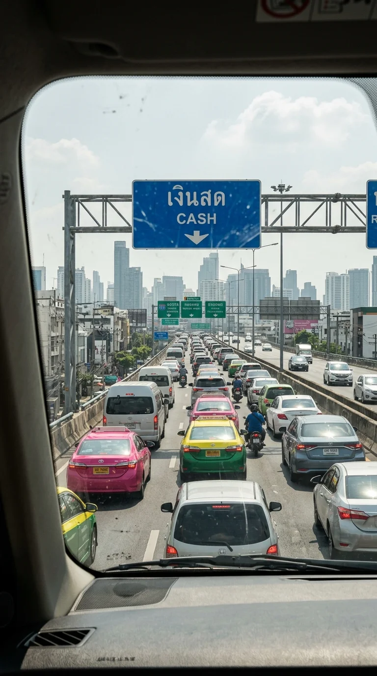 Heavy traffic flow on a Bangkok elevated expressway Heavy traffic flow on a Bangkok elevated expressway